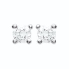 Boucles d’oreilles puces solitaire zircon quatre griffes en argent 925, vue de face