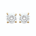 Boucles d’oreilles puces solitaire zircon quatre griffes en plaqué or