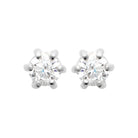 Boucles d’oreilles puces solitaire zircon six griffes en argent 925, vue de face