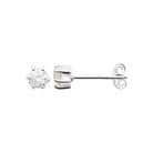 Boucles d’oreilles puces solitaire zircon six griffes grand modèle en argent 925, vue de profil