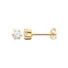 Boucles d’oreilles puces solitaire zircon six griffes grand modèle en plaqué or