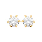 Boucles d’oreilles puces solitaire zircon six griffes grand modèle en plaqué or
