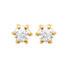 Boucles d’oreilles puces solitaire zircon six griffes en plaqué or