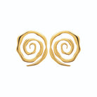 Boucles d’oreilles puces spirale de fil en acier PVD doré