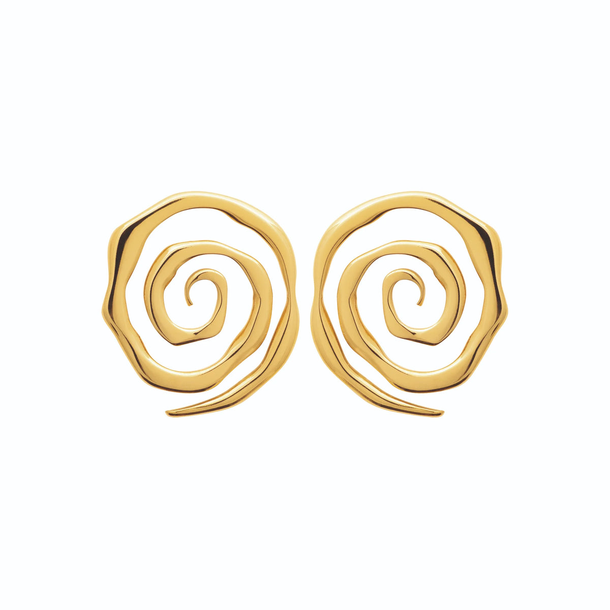 Boucles d’oreilles puces spirale de fil en acier PVD doré