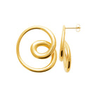 Boucles d’oreilles puces spirale de fil double en acier PVD doré