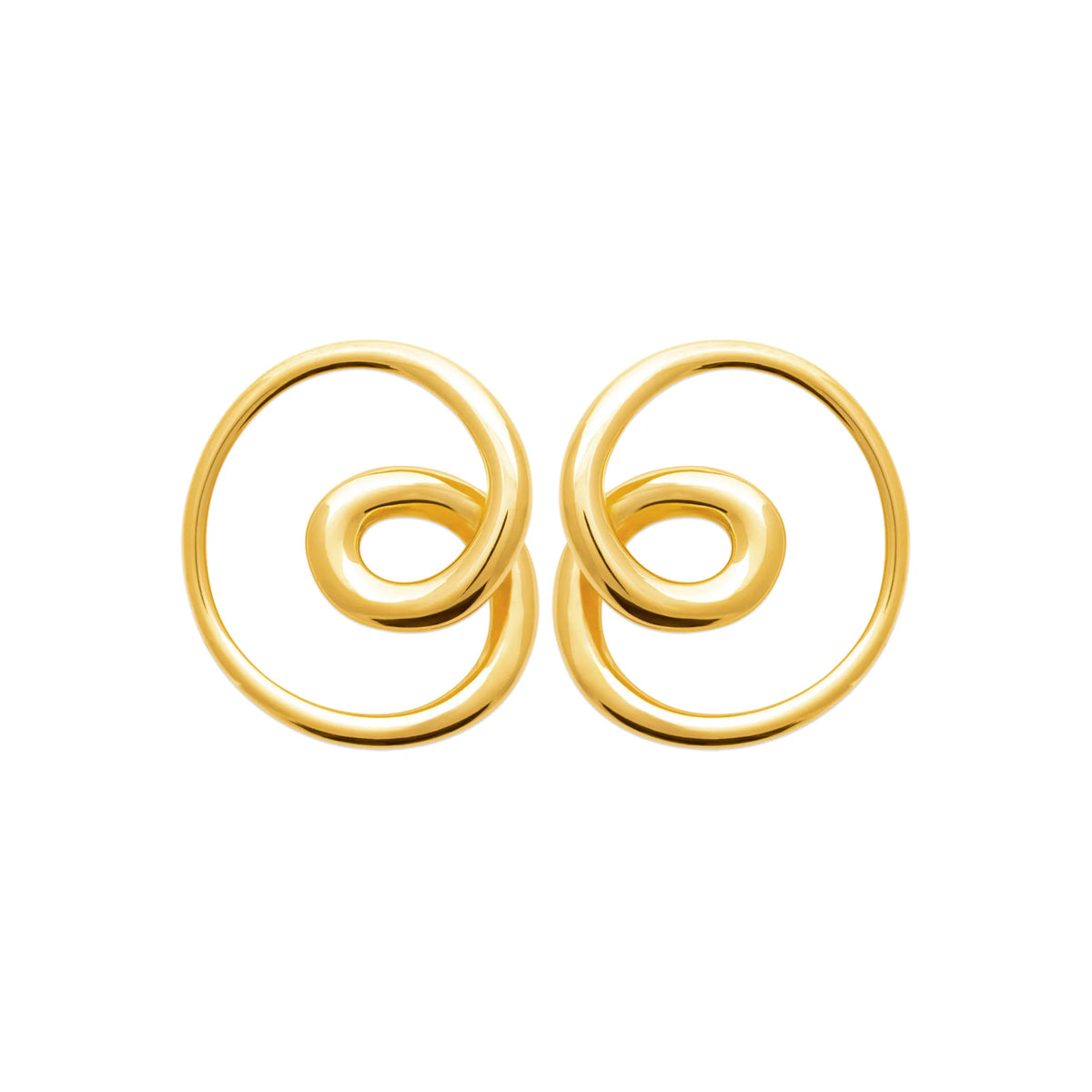 Boucles d’oreilles puces spirale de fil double en acier PVD doré
