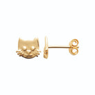 Boucles d’oreilles puces tête de chat enfant en plaqué or