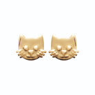 Boucles d’oreilles puces tête de chat enfant en plaqué or