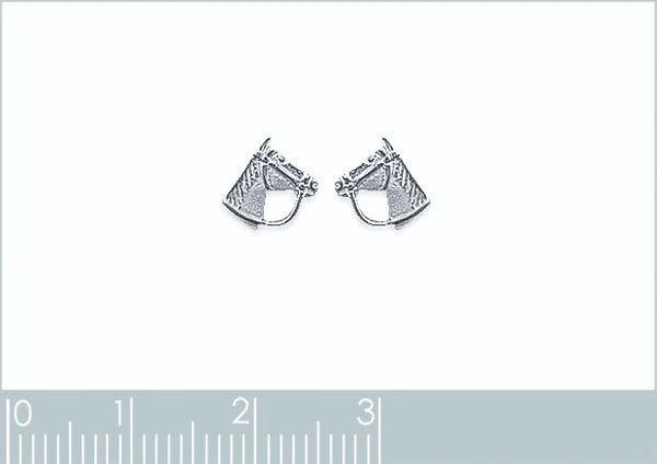 Boucles d’oreilles puces tête de cheval enfant en argent 925 rhodié