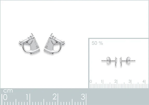 Boucles d’oreilles puces tête de cheval enfant en argent 925