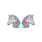 Boucles d’oreilles puces tête de licorne enfant en argent 925 rhodié