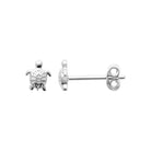 Boucles d’oreilles puces tortue ciselée enfant en argent 925 rhodié