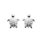 Boucles d’oreilles puces tortue ciselée enfant en argent 925 rhodié