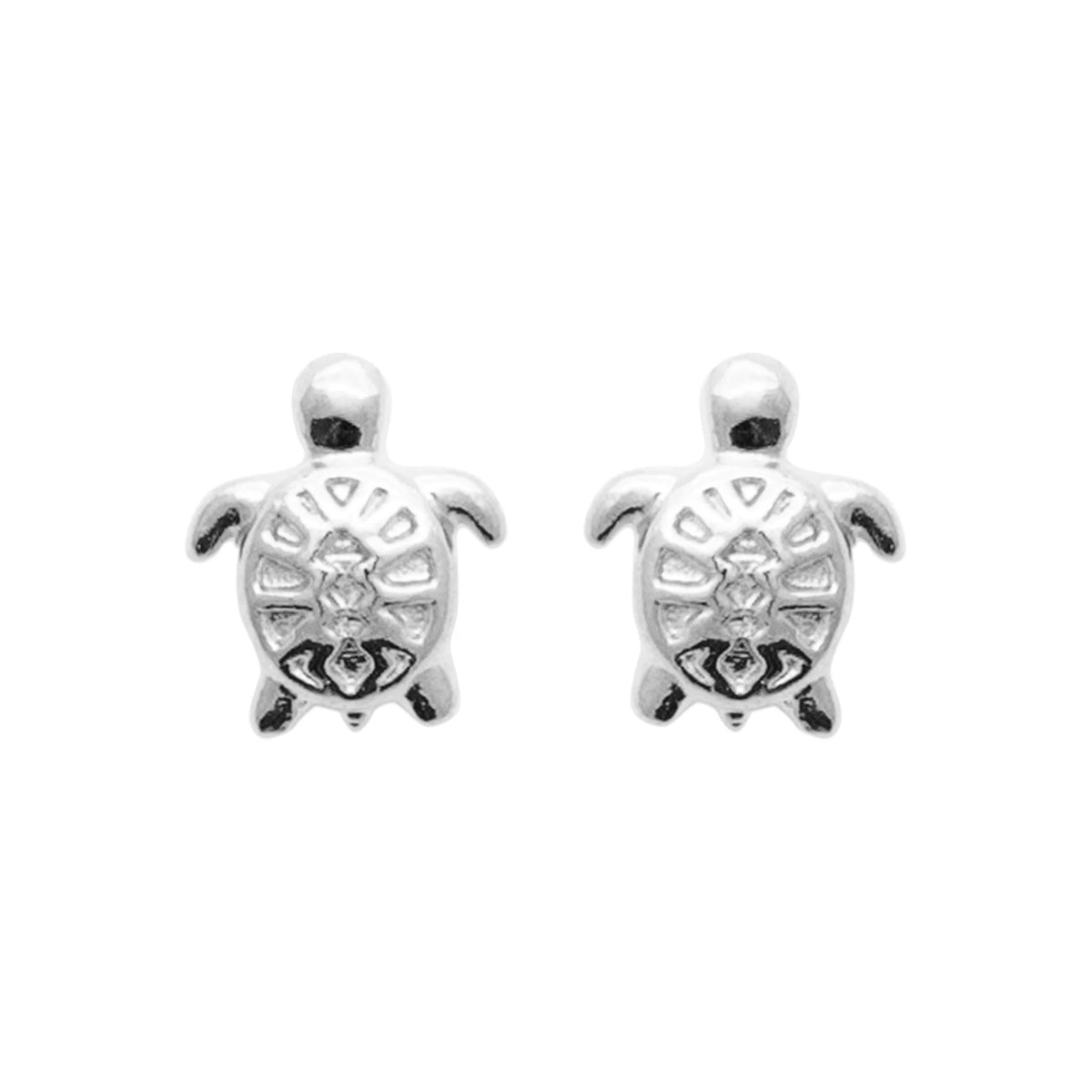 Boucles d’oreilles puces tortue ciselée enfant en argent 925 rhodié