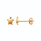 Boucles d’oreilles puces tortue ciselée enfant en plaqué or