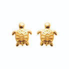 Boucles d’oreilles puces tortue ciselée enfant en plaqué or