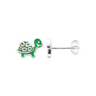 Boucles d’oreilles puces tortue verte enfant en argent 925 rhodié