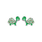 Boucles d’oreilles puces tortue verte enfant en argent 925 rhodié