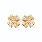 Boucles d’oreilles puces trèfle zircons en plaqué or