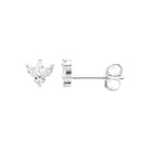 Boucles d’oreilles puces trio de navettes en éventail en argent 925 rhodié