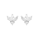 Boucles d’oreilles puces trio de navettes en éventail en argent 925 rhodié