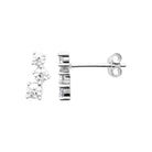 Boucles d’oreilles puces trio de zircons en cascade en argent 925 rhodié
