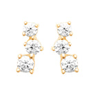 Boucles d’oreilles puces trio de zircons en cascade en plaqué or
