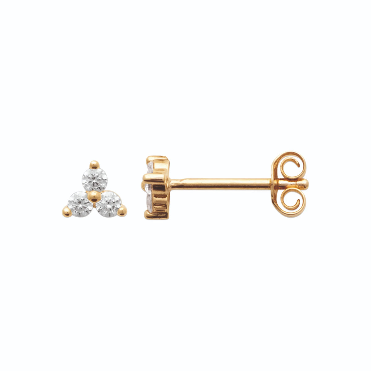 Boucles d’oreilles puces trio de zircons en plaqué or