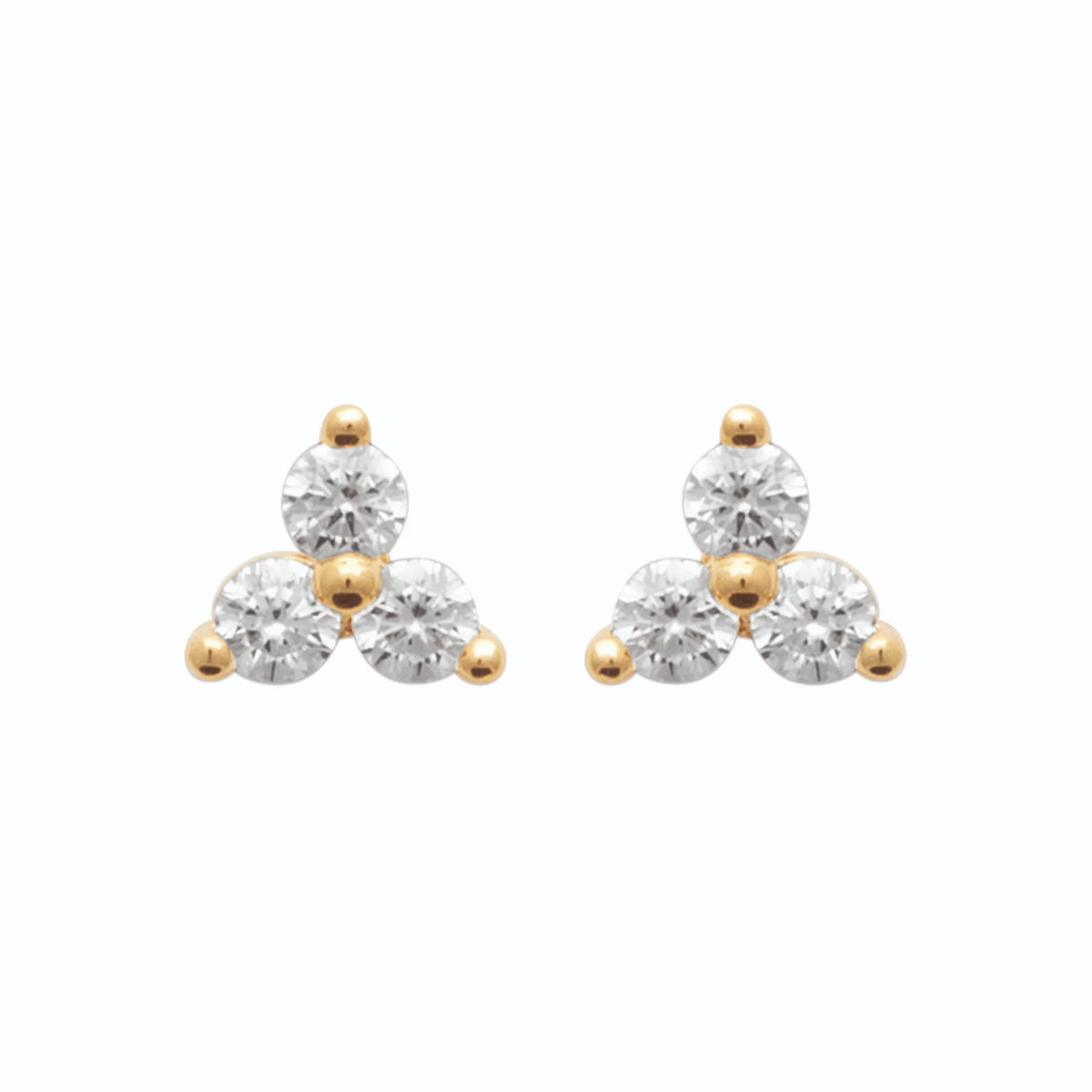 Boucles d’oreilles puces trio de zircons en plaqué or