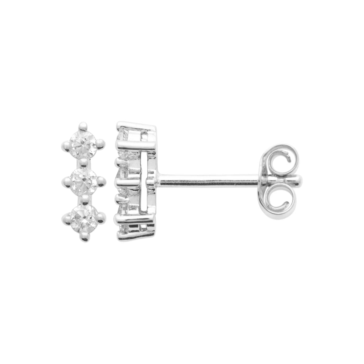 Boucles d’oreilles puces trois zircons en argent 925