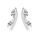 Boucles d’oreilles puces vague courbe et zircons navettes en argent 925 rhodié