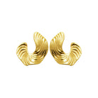 Boucles d’oreilles puces vague striée en acier PVD doré