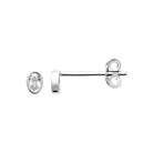 Boucles d’oreilles puces zircon ovale serti clos en argent 925 rhodié