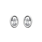 Boucles d’oreilles puces zircon ovale serti clos en argent 925 rhodié