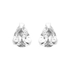 Boucles d’oreilles puces zircon poire à griffes en argent 925 rhodié