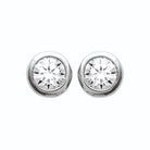 Boucles d’oreilles puces zircon serti clos en argent 925, vue de face