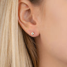 Boucles d’oreilles puces zircon serti clos en plaqué or