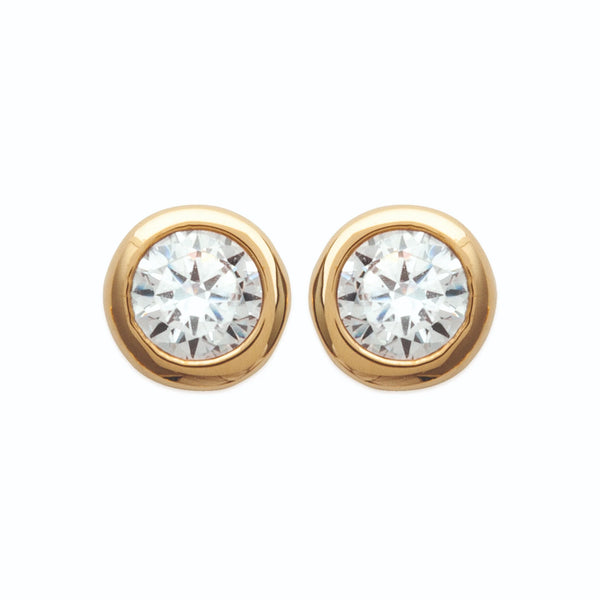 Boucles d’oreilles puces zircon serti clos en plaqué or