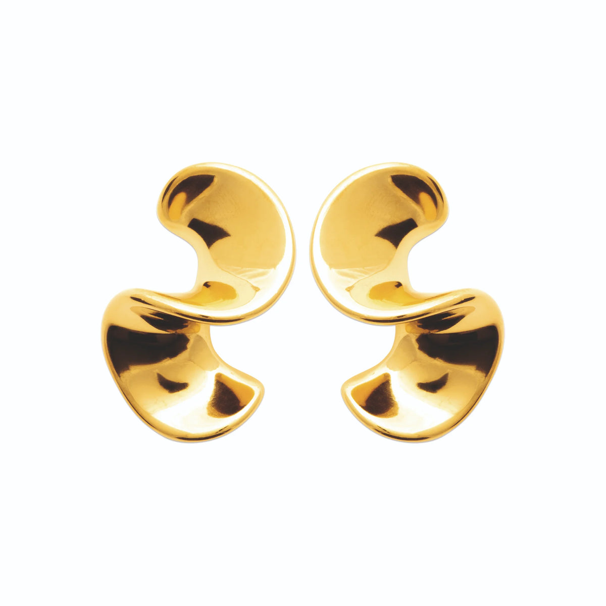 Boucles d’oreilles volutes sculptées en acier PVD doré