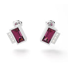 boucles d'oreilles art déco  pour femme en or blanc rhodolite entouré diamants