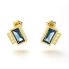 boucles d'oreilles art déco  pour femme en or jaune avec topaze entoure diamants