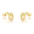 Boucles d’Oreilles Art Déco – Or Jaune 18 Carats & Diamants – Harmonie au Choix Diamant - Émeraude - Saphir jaune - Grenat mandarin