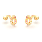 Boucles d’Oreilles Art Déco – Or Jaune 18 Carats & Diamants – Harmonie au Choix Diamant - Grenat mandarin - Saphir pêche - Saphir rose