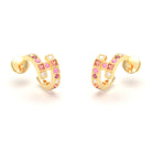 Boucles d’Oreilles Art Déco – Or Jaune 18 Carats & Diamants – Harmonie au Choix Diamant - Saphir pêche - Rubis - Saphir rose