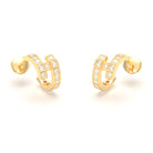 Boucles d’Oreilles Art Déco – Or Jaune 18 Carats & Diamants – Harmonie au Choix Diamant