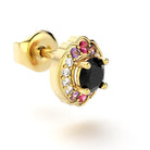 boucles oreilles syracuse pour en or jaune spinelles noires avec diamants saphirs violets et rubis