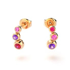 boucles oreilles volga femme en or rose avec pierre semi-précieuse saphirs violets et roses et rubis