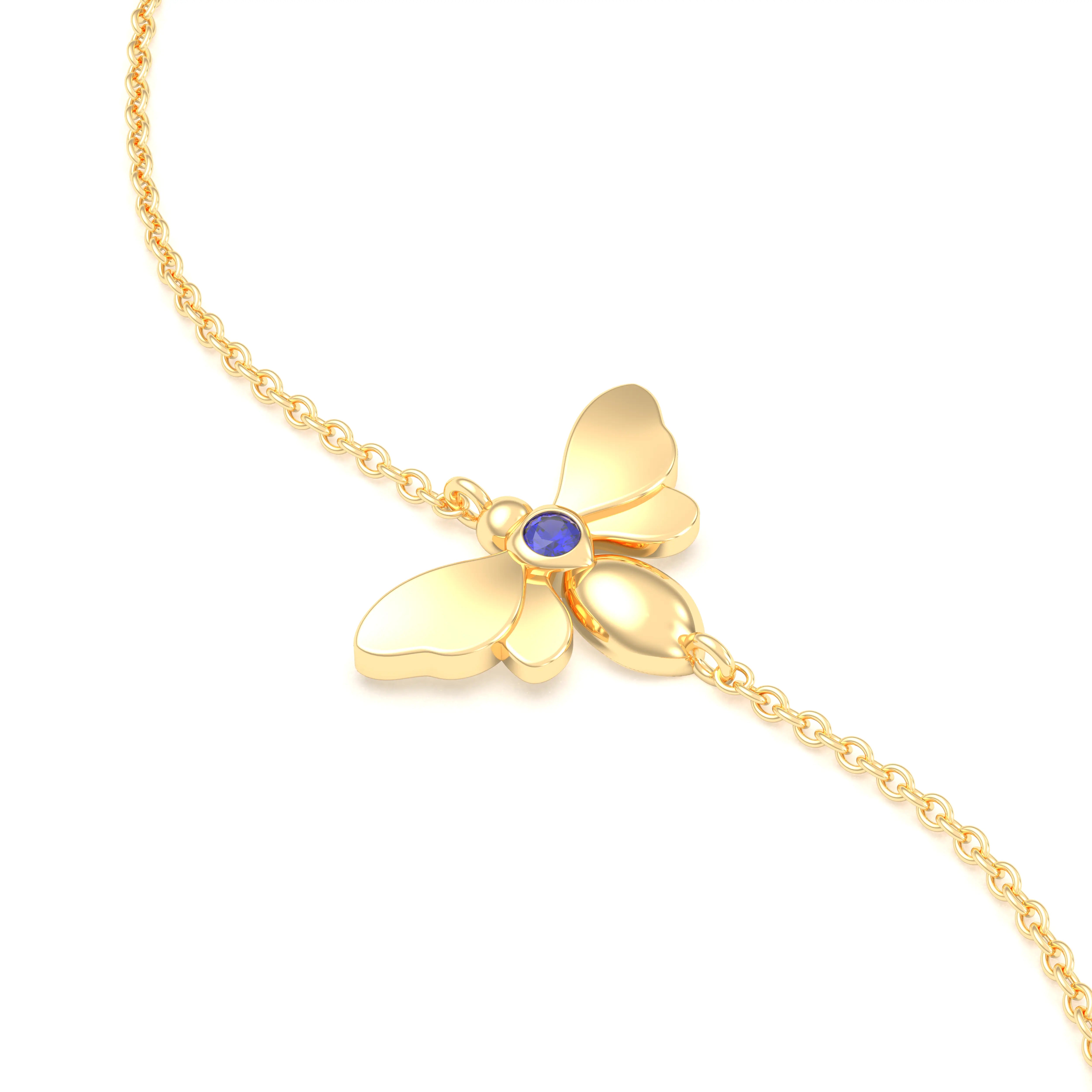 Bracelet Abeille or jaune 18 carats – pierre précieuse au choix Saphir bleu