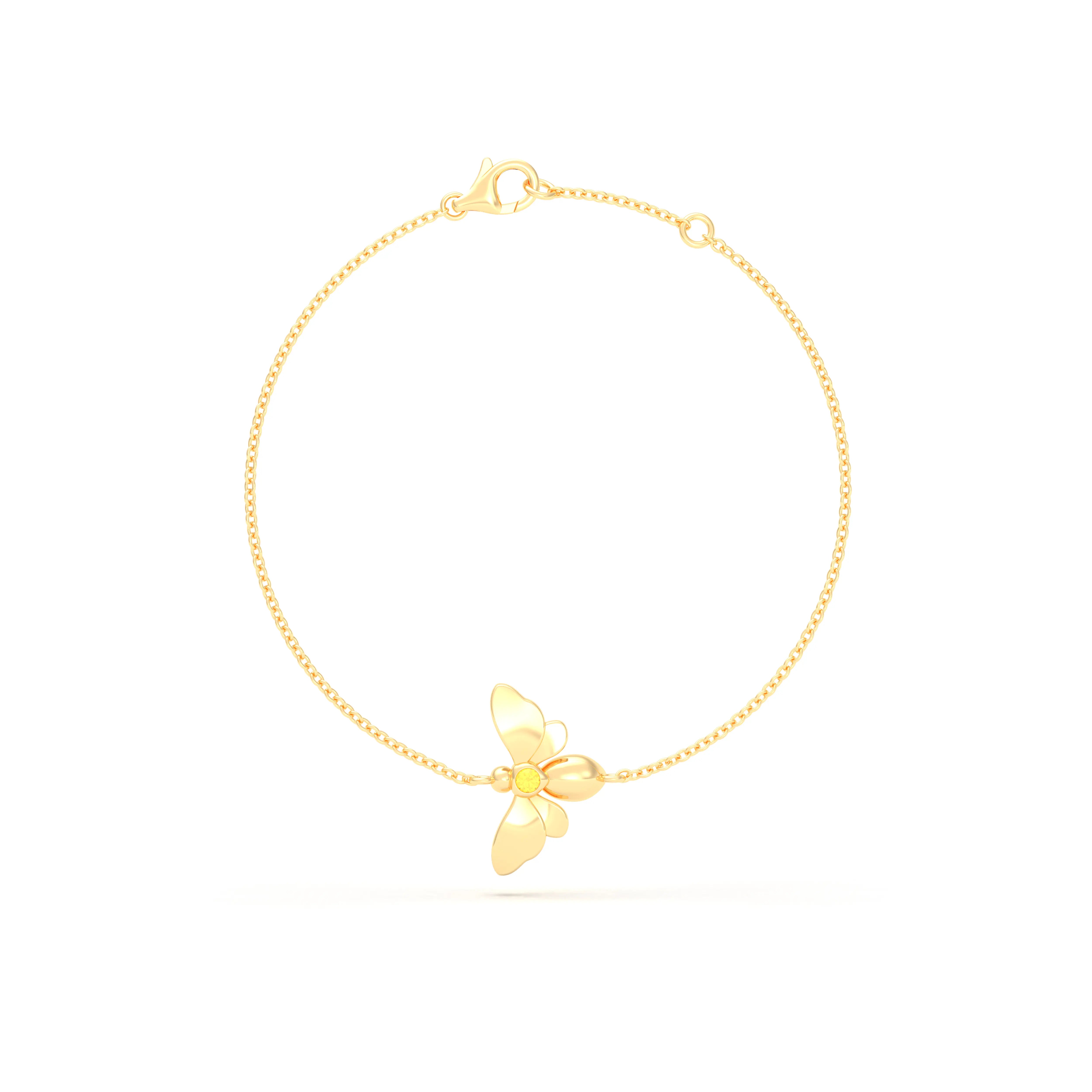 Bracelet Abeille or jaune 18 carats – pierre précieuse au choix
